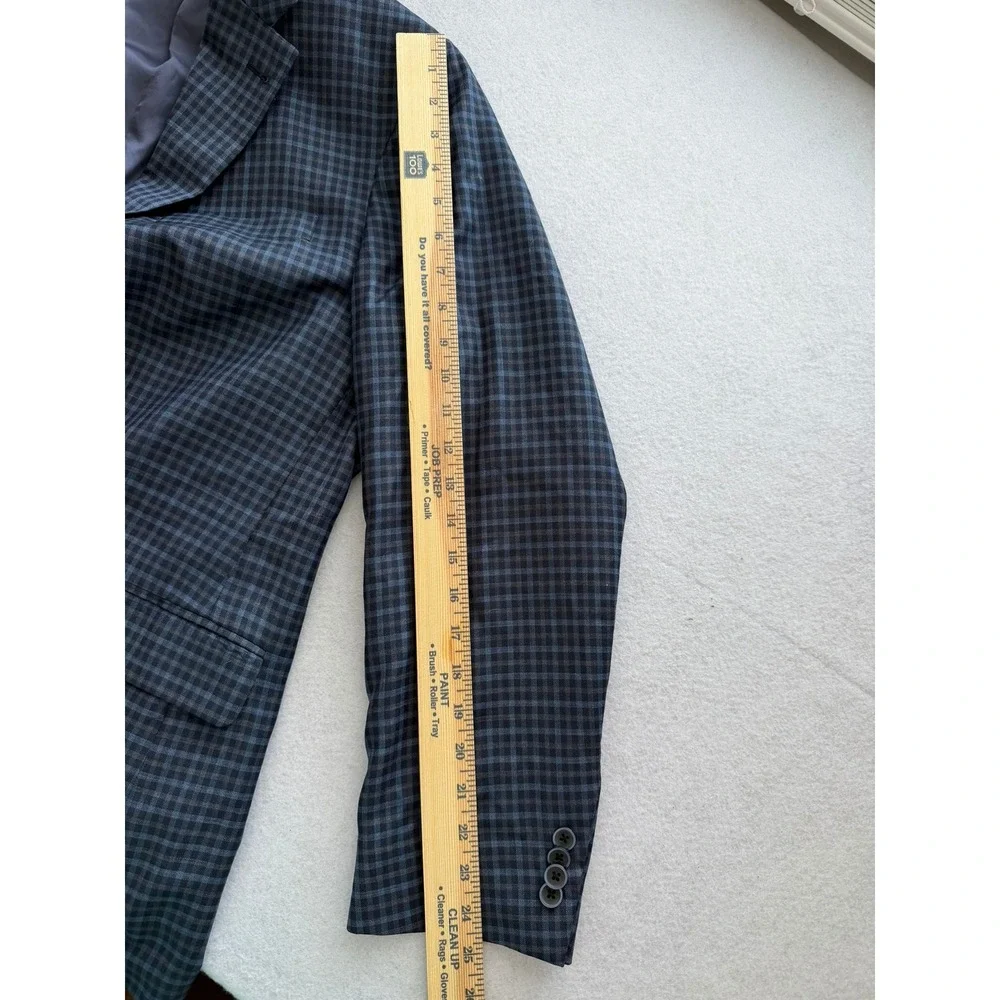 Ermenegildo Zegna S. Cohen Sarno Blazer Blue Grey Wool Silk Check 42R Mens